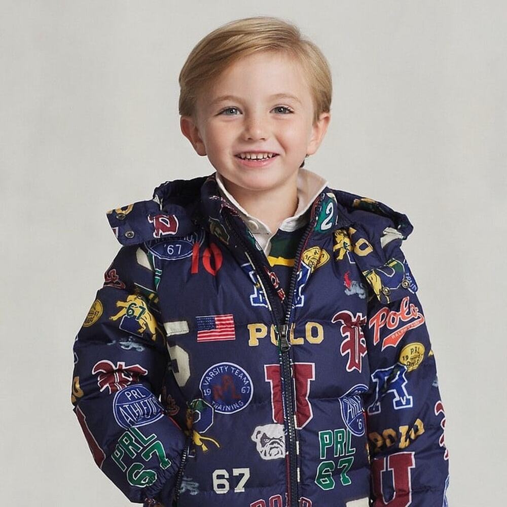 NWT❤️Ralph Lauren Print Water-Repellent Down Hooded Jacket szM(10-12)